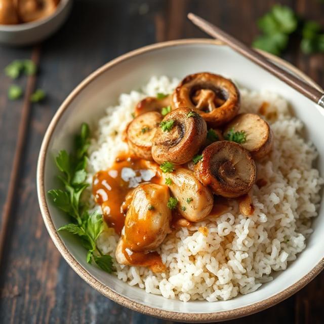 Truffle Mushroom and Chicken Rice Bowl